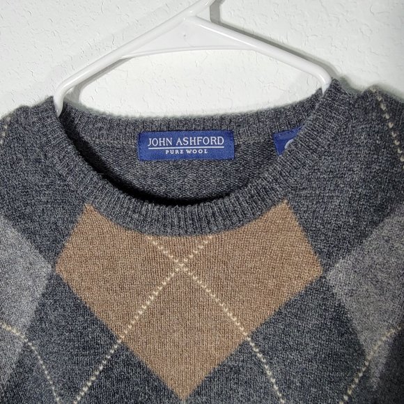 John Ashford L Men pure wool Woolmark Argyle - Picture 7 of 7